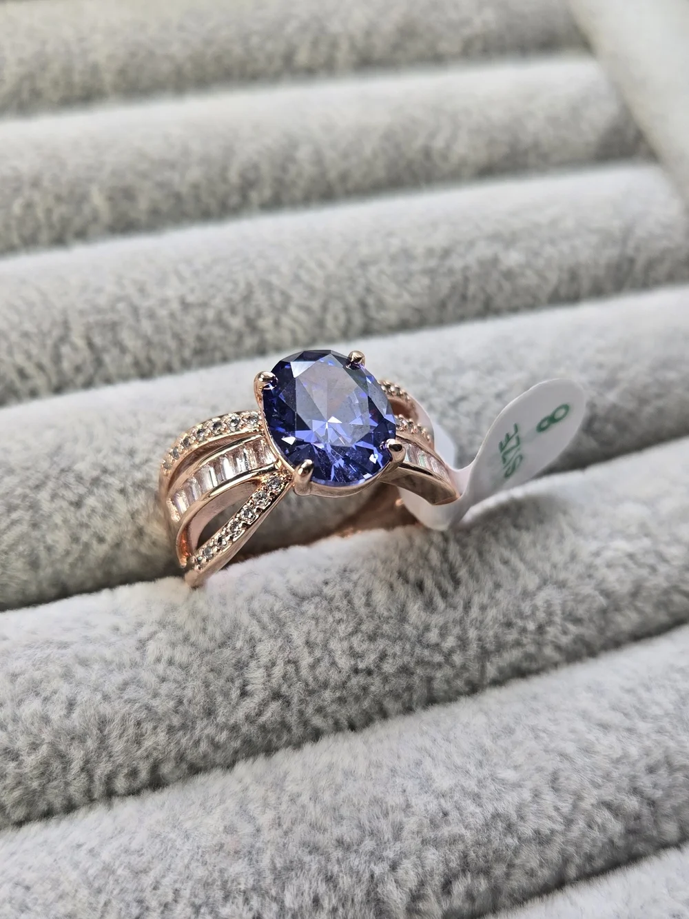 Size 8 Tanzinite Rose Gold Plated December Birthday Bomb Party Ring